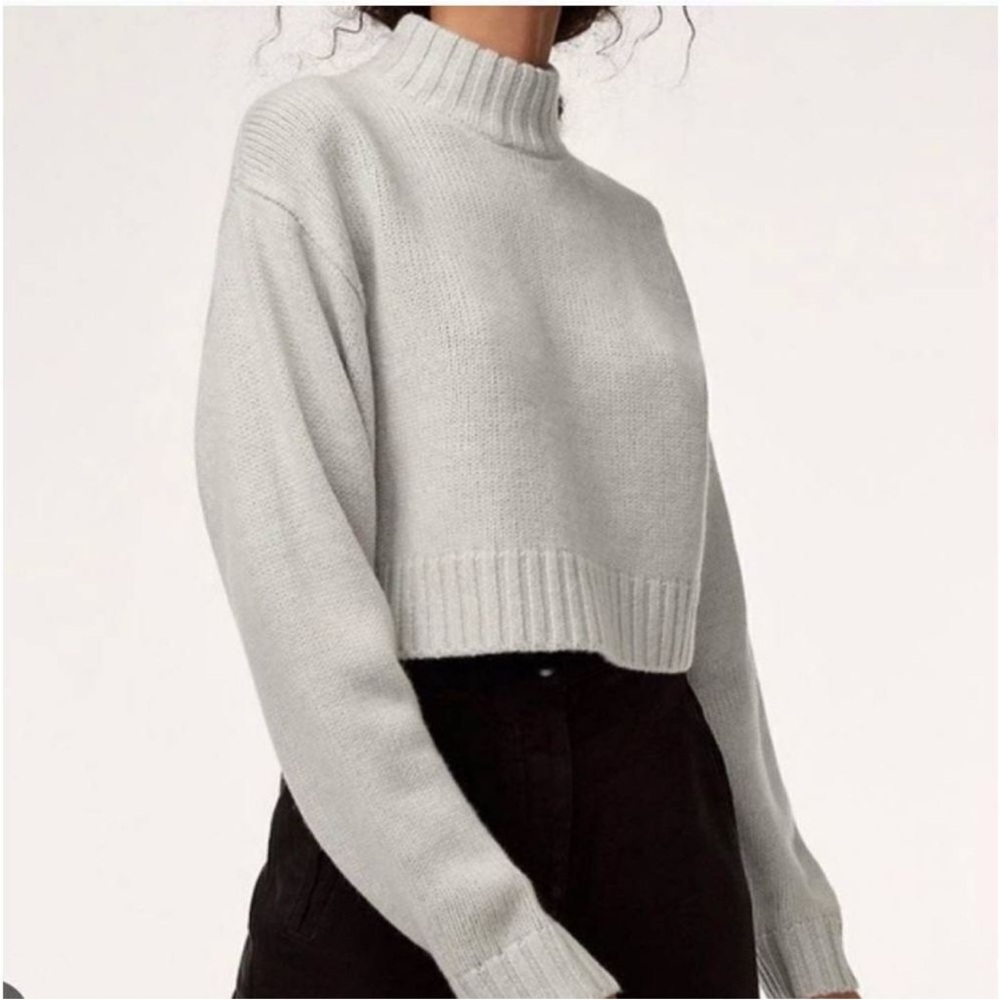 Aritzia Wilfred Free Womens Harper Knit 100% Merino Wool Turtleneck Crop Sweater